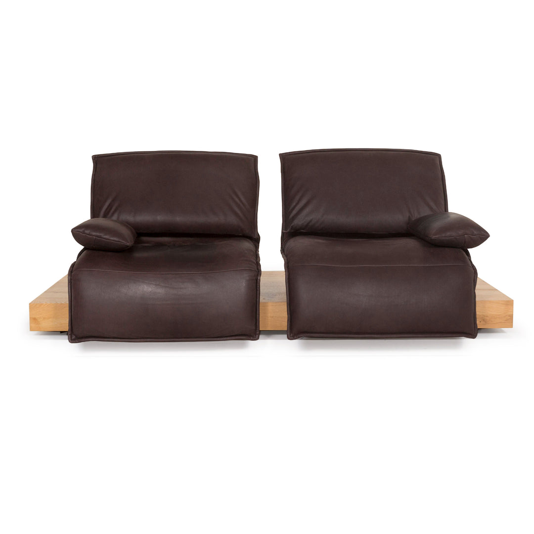 Koinor Free Motion Edit 3 Leather Sofa Dark Brown Two Seater Electric Function