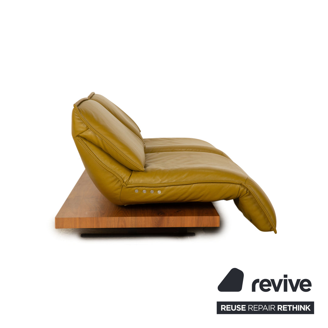 Koinor Free Motion Edit 3 Leder Sofa Zweisitzer Grüngelb Holz Couch keine Funktion