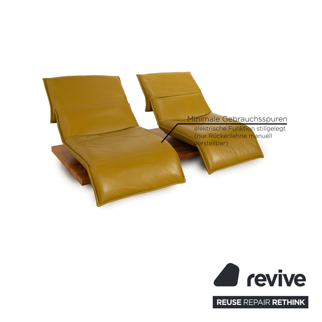 Koinor Free Motion Edit 3 Leder Sofa Zweisitzer Grüngelb Holz Couch keine Funktion