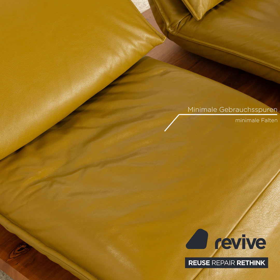 Koinor Free Motion Edit 3 Leder Sofa Zweisitzer Grüngelb Holz Couch keine Funktion