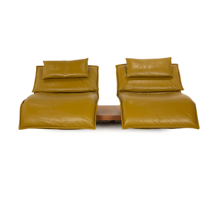 Koinor Free Motion Edit 3 Leder Sofa Zweisitzer Grüngelb Holz Couch keine Funktion