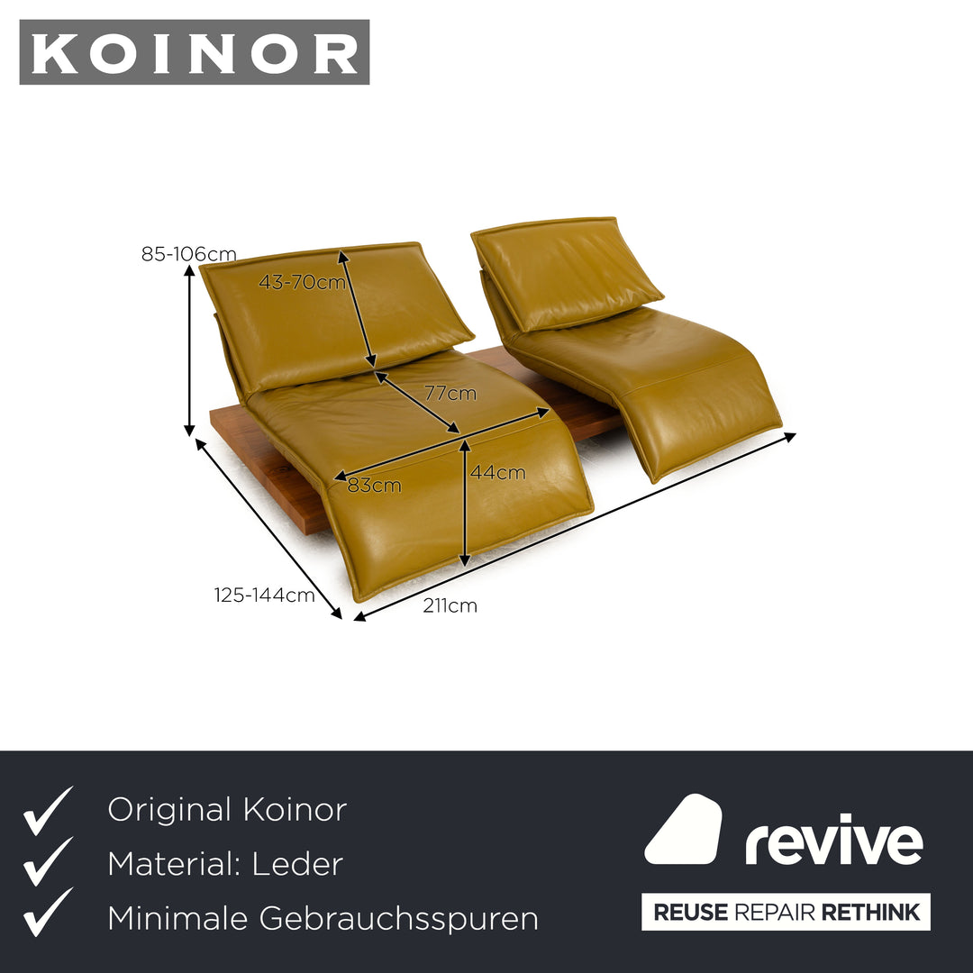 Koinor Free Motion Edit 3 Leder Sofa Zweisitzer Grüngelb Holz Couch keine Funktion