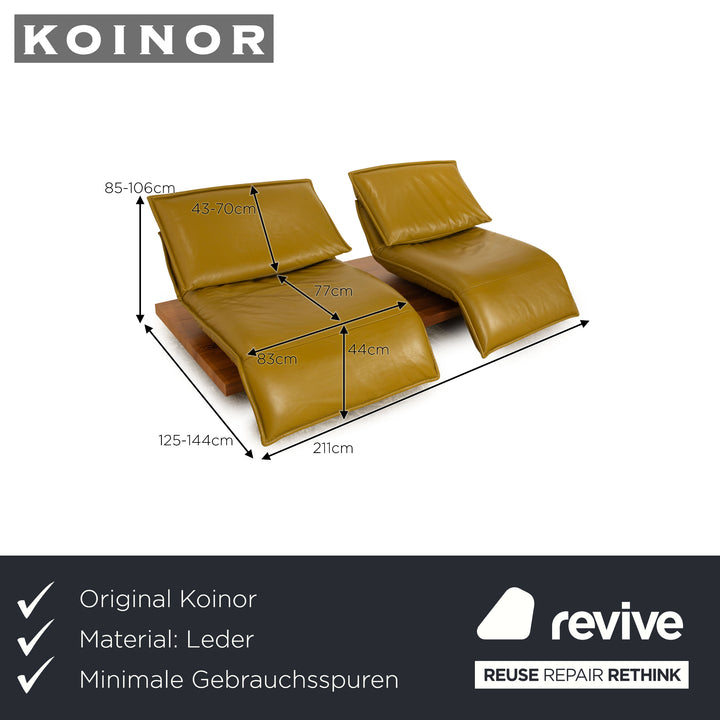 Koinor Free Motion Edit 3 Leder Sofa Zweisitzer Grüngelb Holz Couch keine Funktion