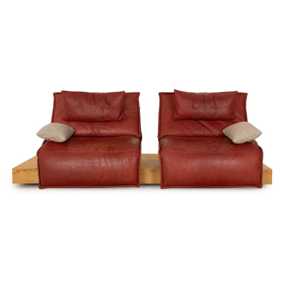 Koinor Free Motion Edit 3 Leather Two Seater Red Brown Electric Function Sofa Couch