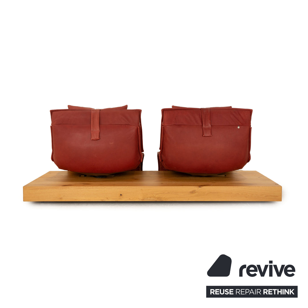 Koinor Free Motion Edit 3 Leather Two Seater Red Brown Electric Function Sofa Couch
