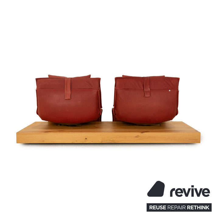 Koinor Free Motion Edit 3 Leather Two Seater Red Brown Electric Function Sofa Couch