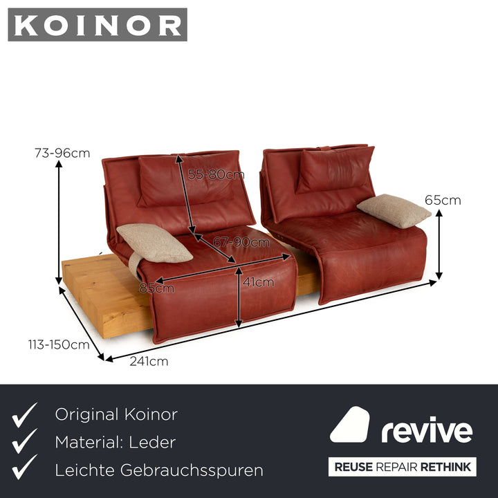 Koinor Free Motion Edit 3 Leather Two Seater Red Brown Electric Function Sofa Couch