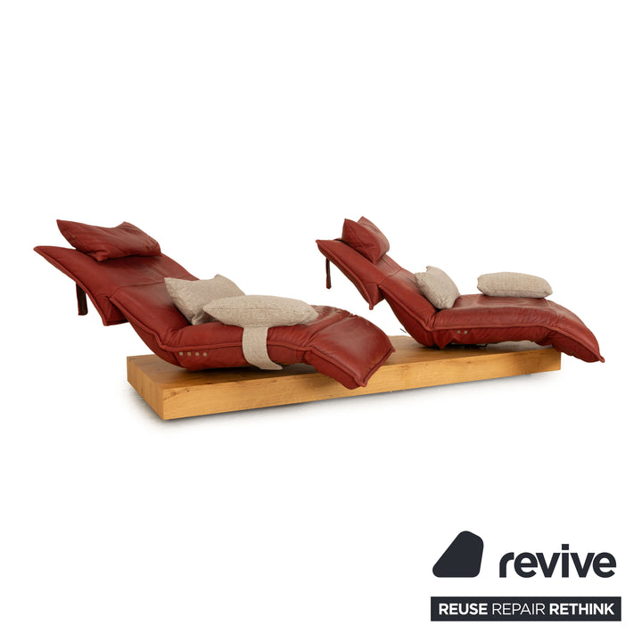 Koinor Free Motion Edit 3 Leather Two Seater Red Brown Electric Function Sofa Couch