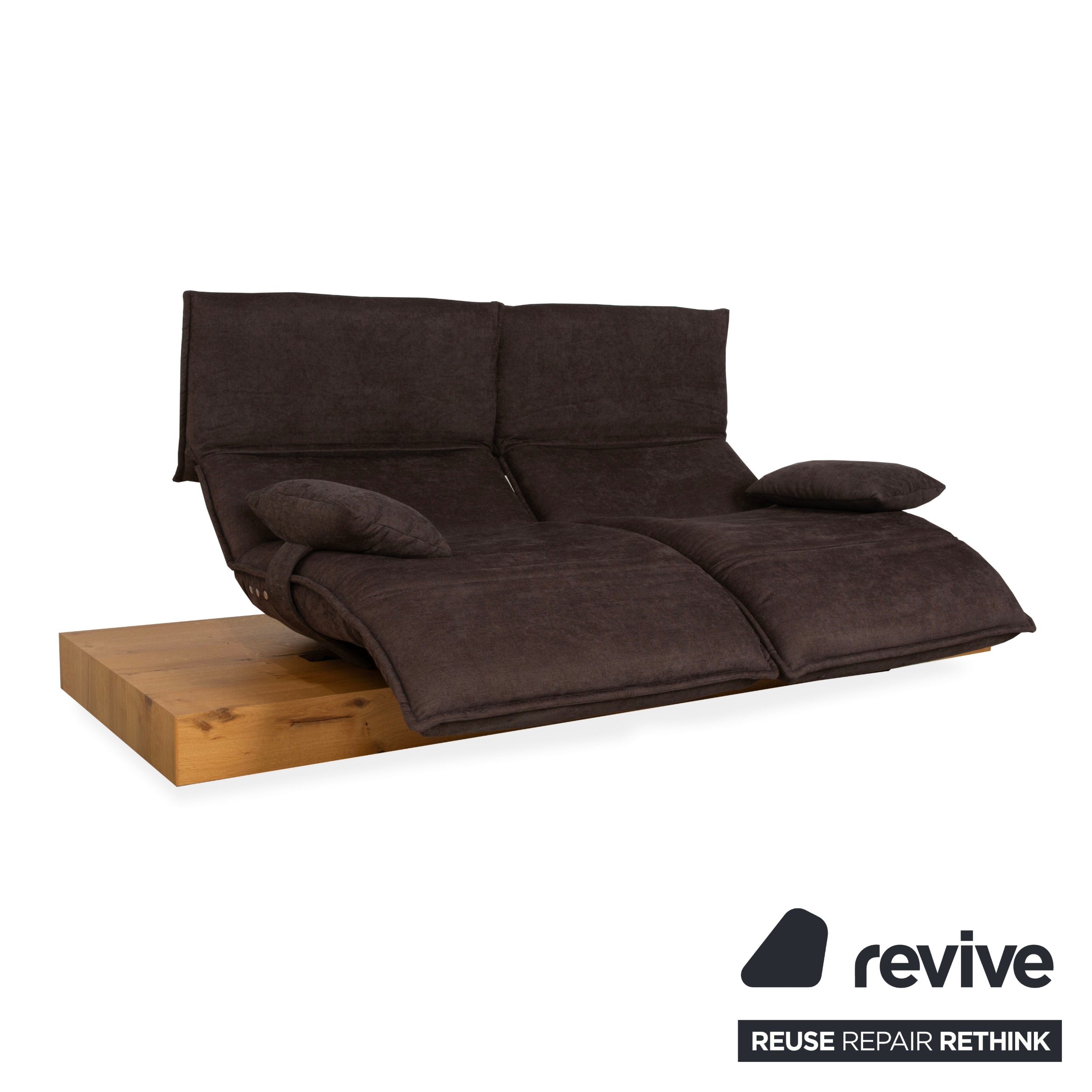 Koinor Free Motion Edit Fabric Wood Two-Seater Sofa Couch Brown Electric Function
