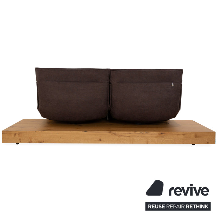 Canapé 2 places en tissu et bois Koinor Free Motion Edit Marron fonction électrique