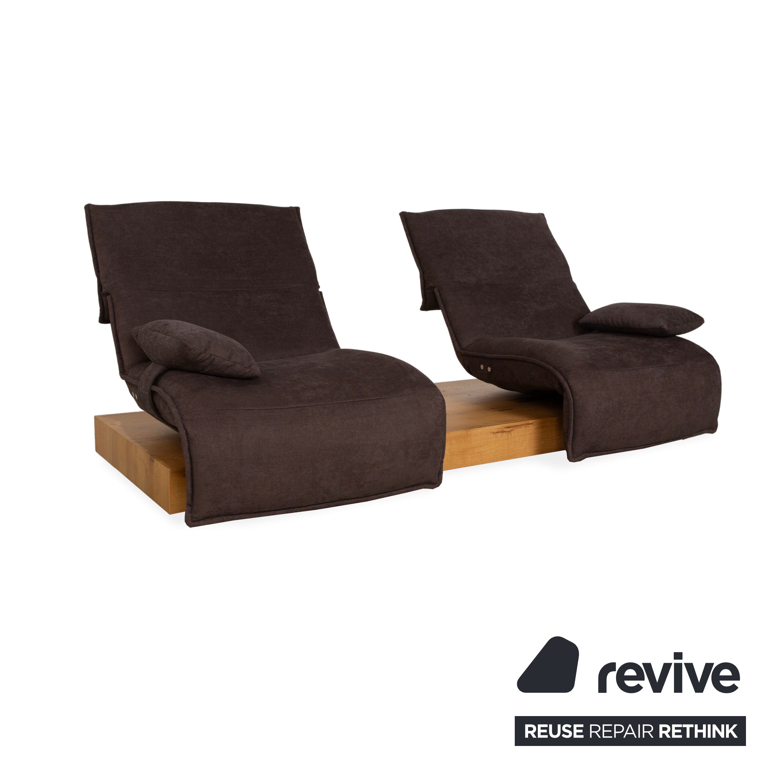 Koinor Free Motion Edit Fabric Wood Two-Seater Sofa Couch Brown Electric Function