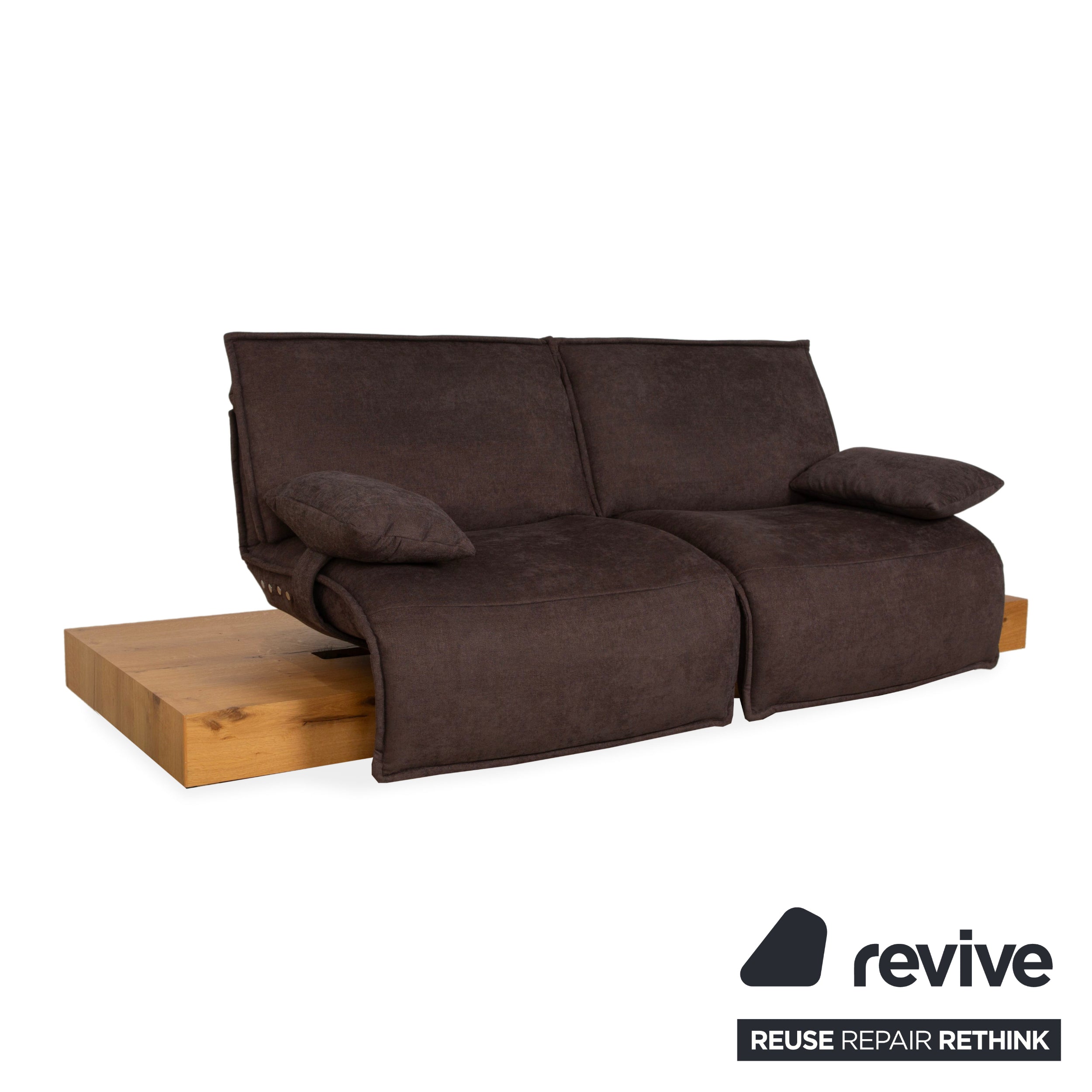 Koinor Free Motion Edit Fabric Wood Two-Seater Sofa Couch Brown Electric Function