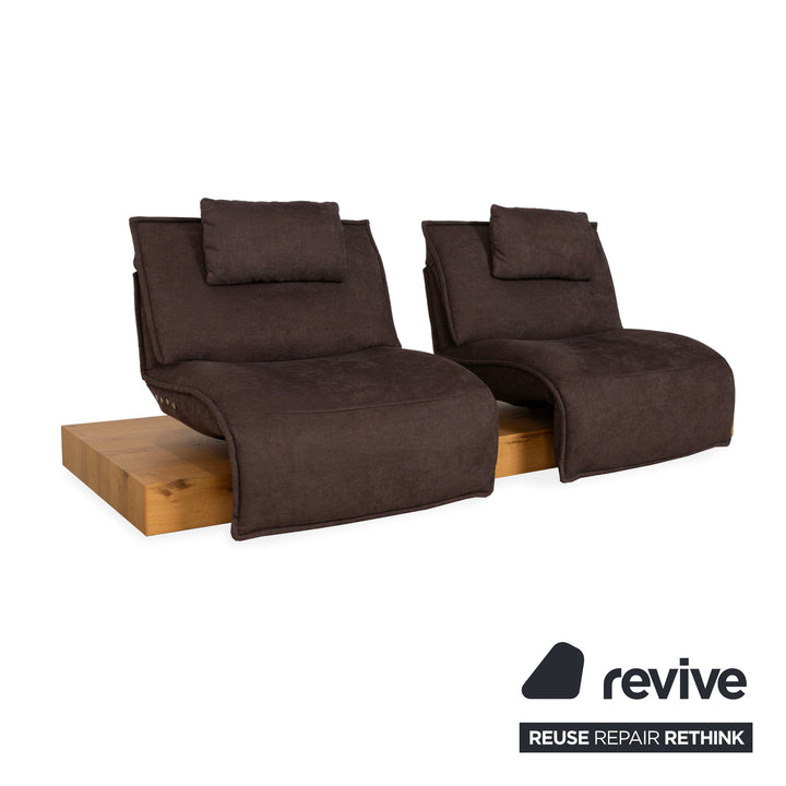 Canapé 2 places en tissu et bois Koinor Free Motion Edit Marron fonction électrique