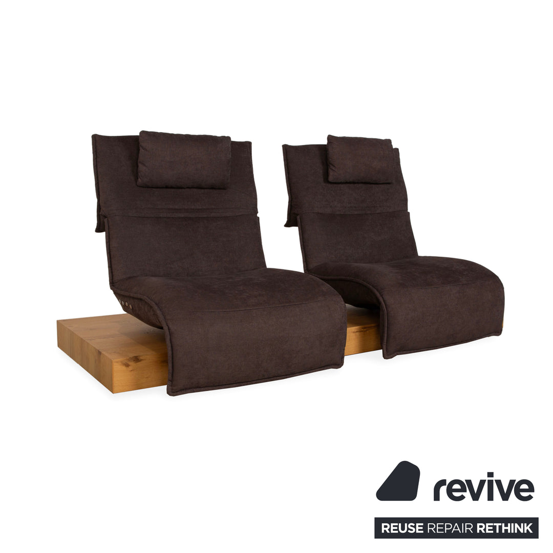 Canapé 2 places en tissu et bois Koinor Free Motion Edit Marron fonction électrique