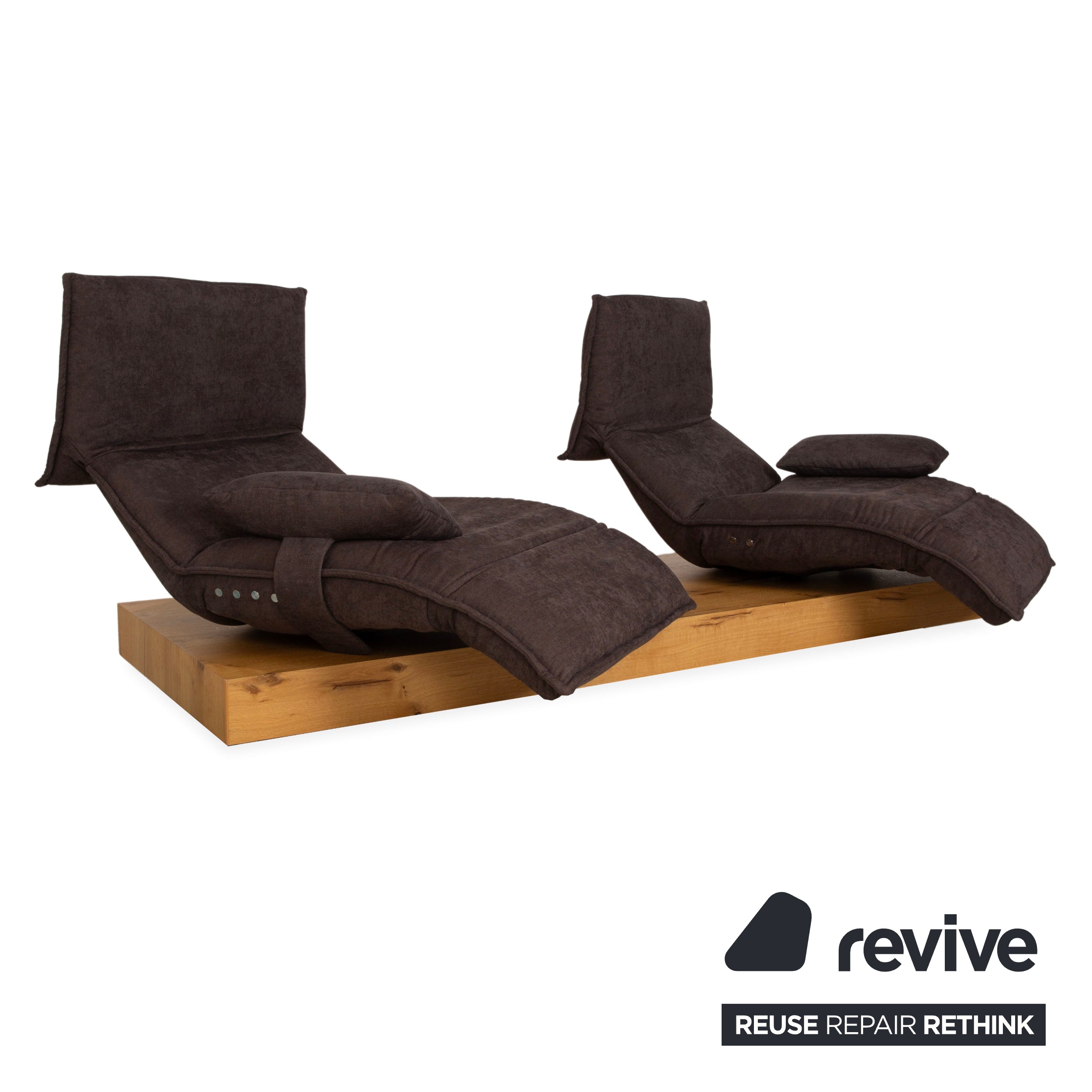 Koinor Free Motion Edit Fabric Wood Two-Seater Sofa Couch Brown Electric Function
