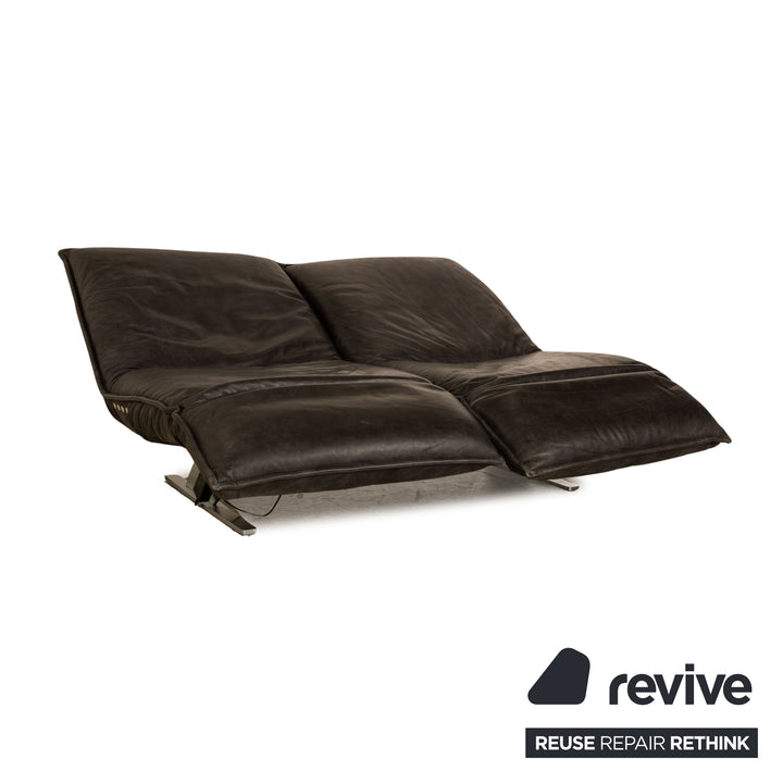 Koinor Free Motion Epiq Leather Two-Seater Sofa Anthracite Grey Black Couch Aniline electric function