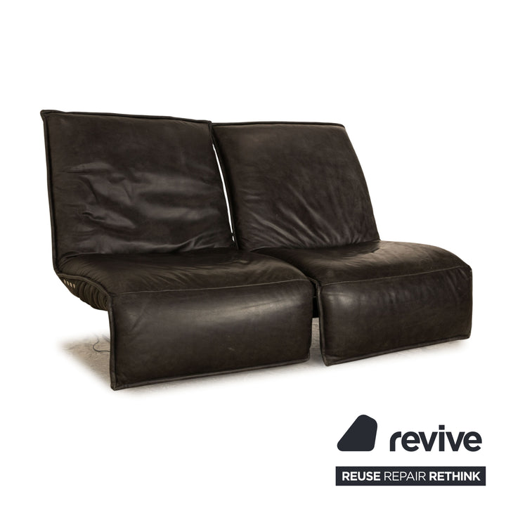 Koinor Free Motion Epiq Leather Two-Seater Sofa Anthracite Grey Black Couch Aniline electric function