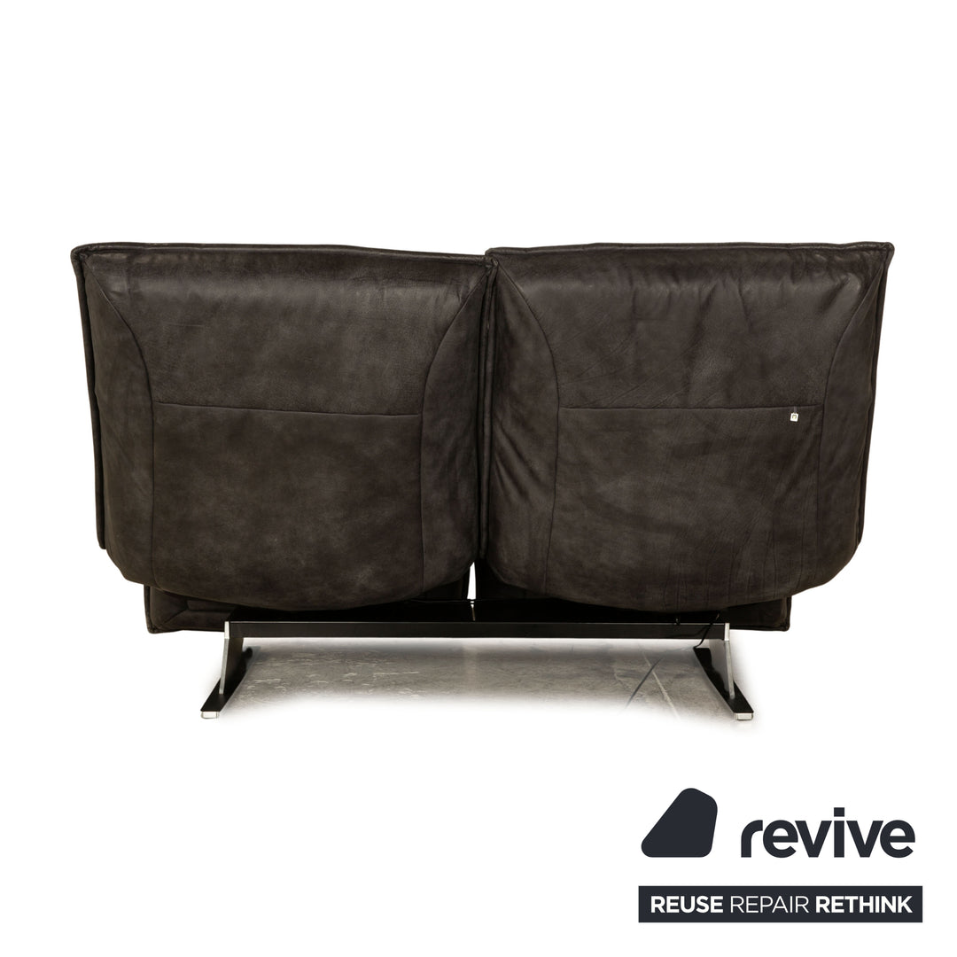 Koinor Free Motion Epiq Leather Two-Seater Sofa Anthracite Grey Black Couch Aniline electric function