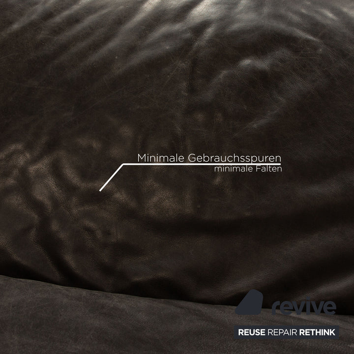 Koinor Free Motion Epiq Leather Two-Seater Sofa Anthracite Grey Black Couch Aniline electric function