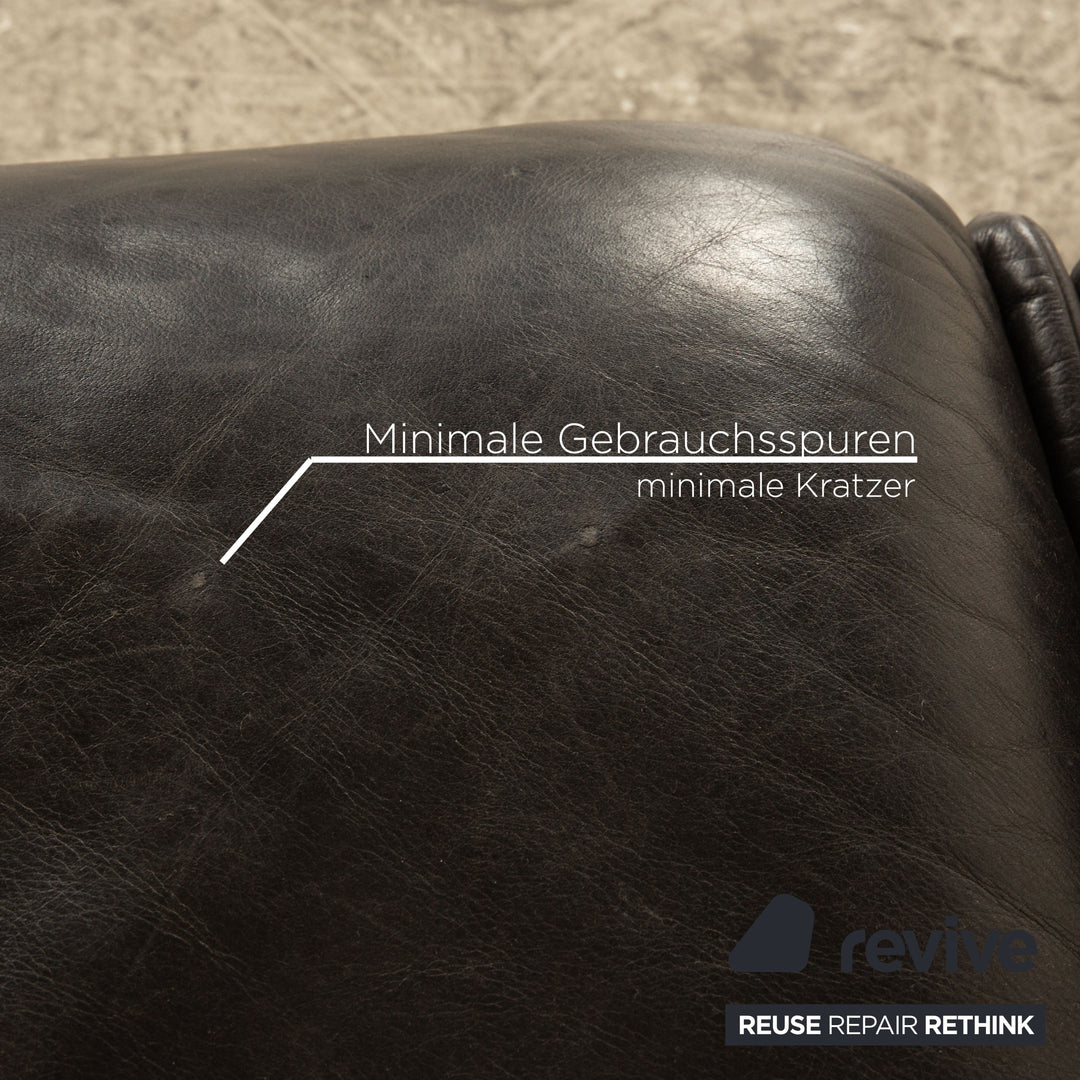 Koinor Free Motion Epiq Leather Two-Seater Sofa Anthracite Grey Black Couch Aniline electric function
