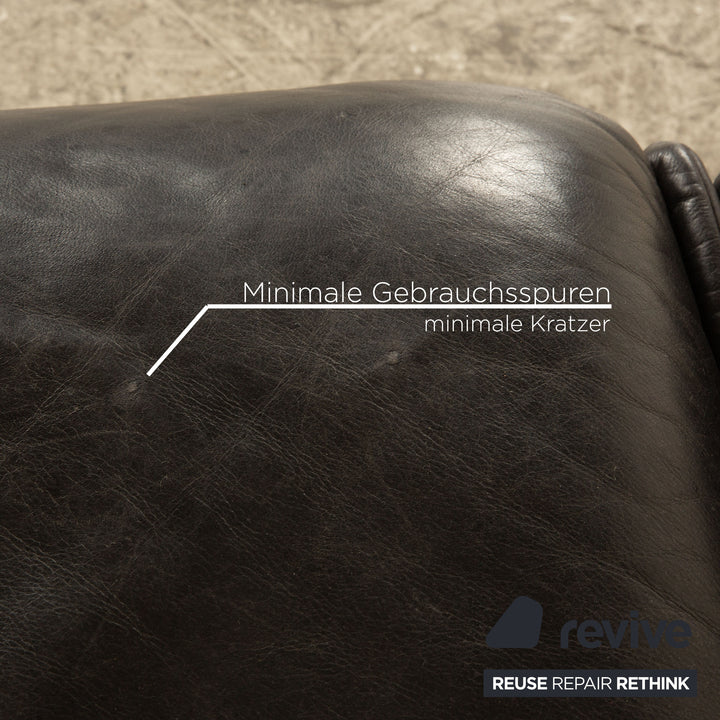 Koinor Free Motion Epiq Leather Two-Seater Sofa Anthracite Grey Black Couch Aniline electric function