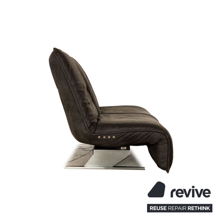 Koinor Free Motion Epiq Leather Two-Seater Sofa Anthracite Grey Black Couch Aniline electric function