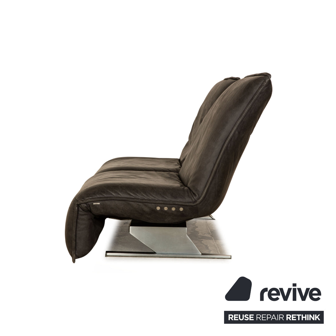 Koinor Free Motion Epiq Leather Two-Seater Sofa Anthracite Grey Black Couch Aniline electric function