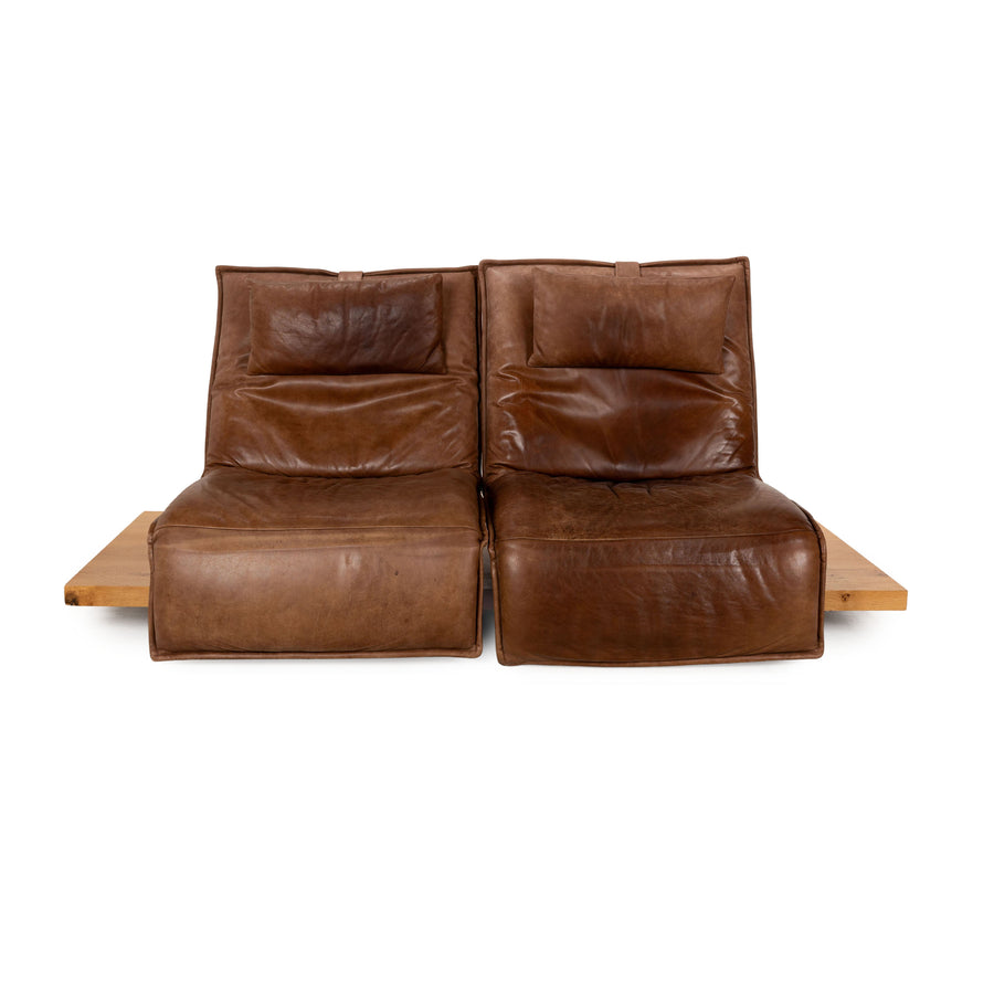 Koinor Free Motion Epos 2 Leather Two Seater Brown Electric Function Sofa Couch