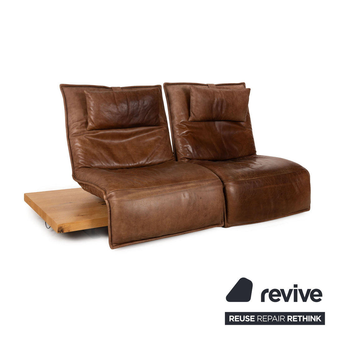 Koinor Free Motion Epos 2 Leather Two Seater Brown Electric Function Sofa Couch