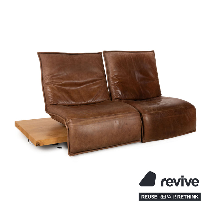 Koinor Free Motion Epos 2 Leather Two Seater Brown Electric Function Sofa Couch