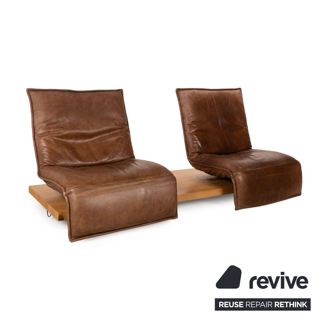 Koinor Free Motion Epos 2 Leather Two Seater Brown Electric Function Sofa Couch