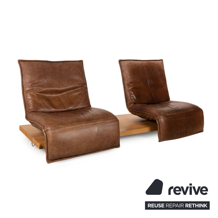 Koinor Free Motion Epos 2 Leather Two Seater Brown Electric Function Sofa Couch