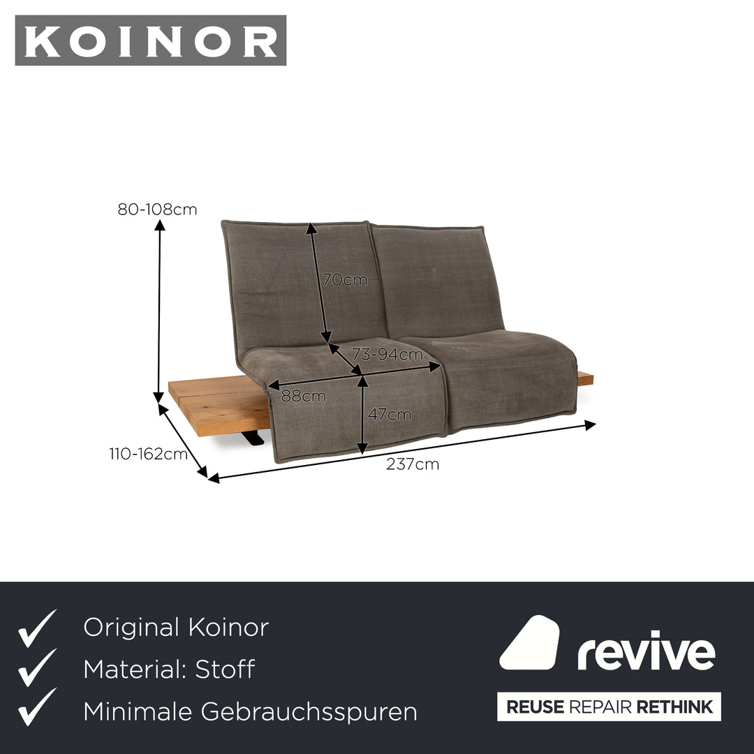 Koinor Free Motion Epos 2 Fabric Two-Seater Grey Electric Function Sofa Couch