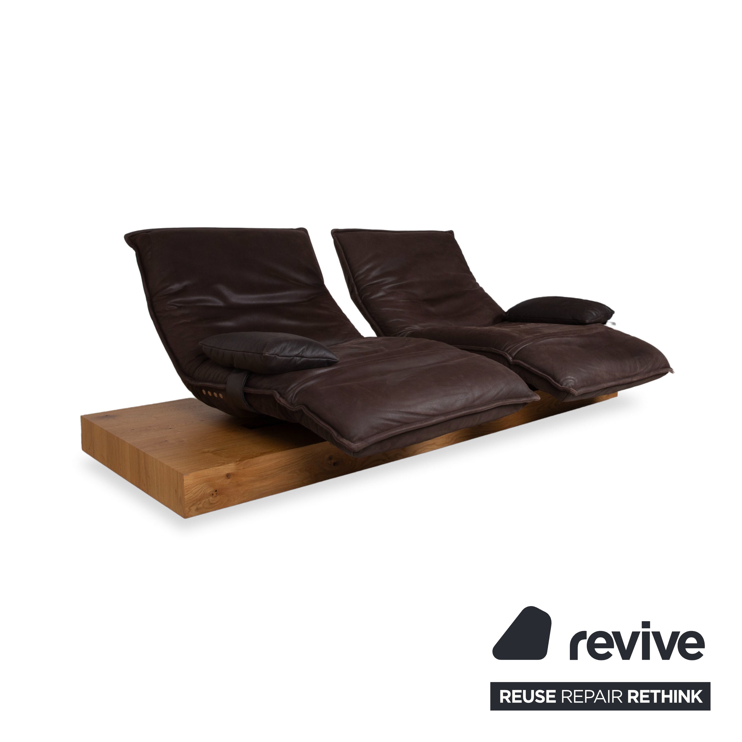 Koinor Free Motion Epos 3 Leather Two-Seater Brown Electric Function Recliner Sofa Couch