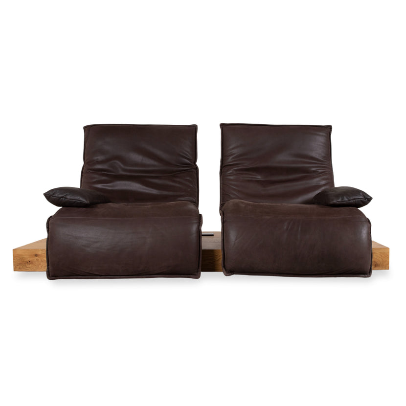 Koinor Free Motion Epos 3 Leather Two-Seater Brown Electric Function Recliner Sofa Couch