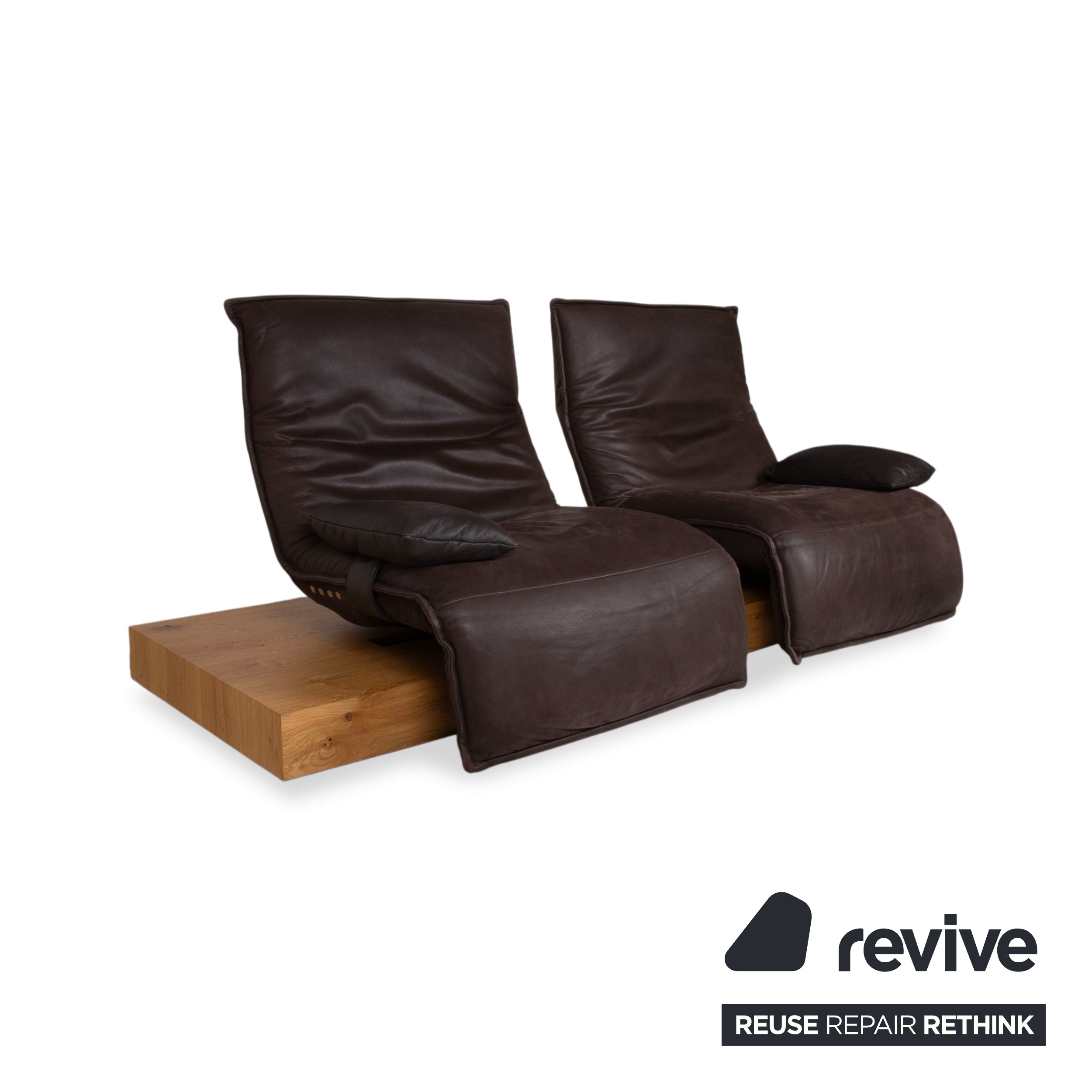 Koinor Free Motion Epos 3 Leather Two-Seater Brown Electric Function Recliner Sofa Couch
