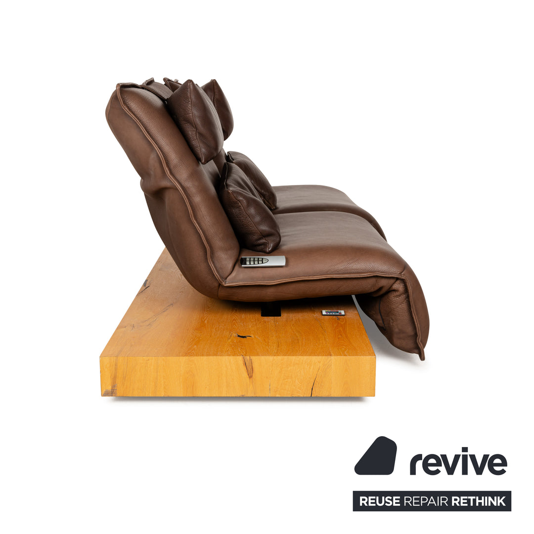 Koinor Free Motion Epos 3 Leather Two Seater Dark Brown Electric Function Sofa Couch