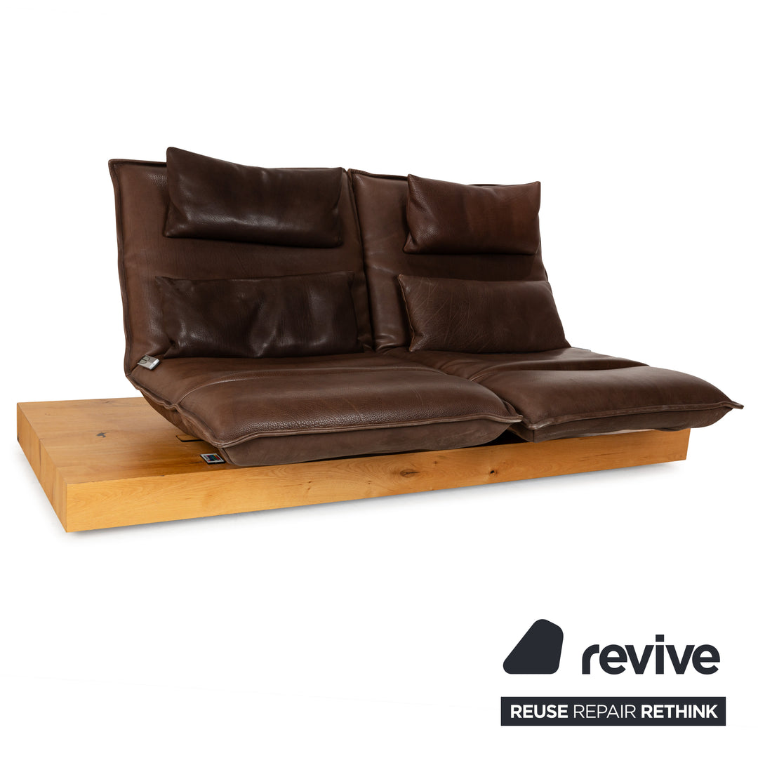 Koinor Free Motion Epos 3 Leather Two Seater Dark Brown Electric Function Sofa Couch