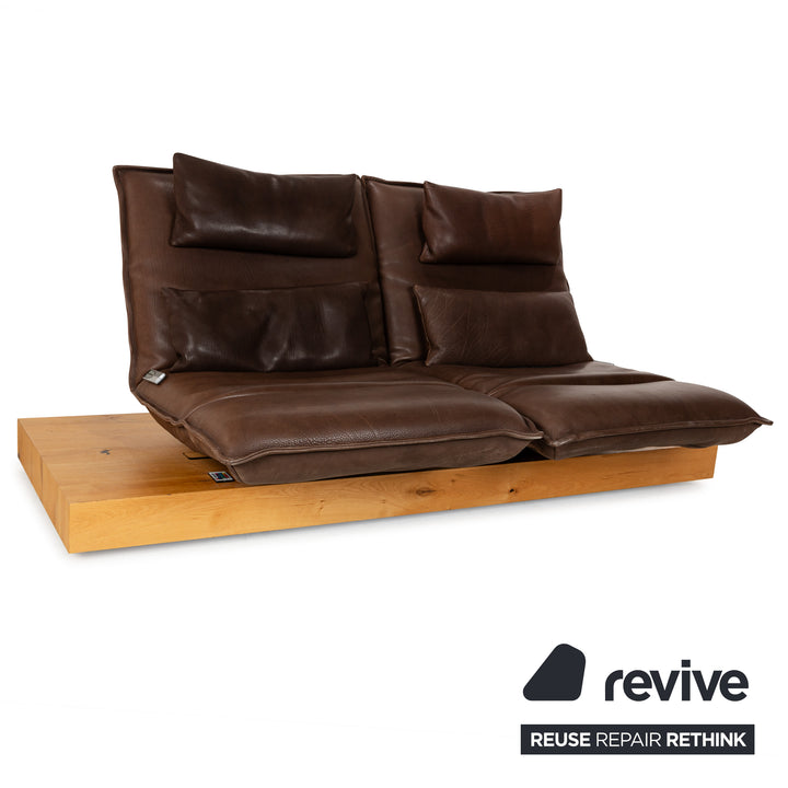 Koinor Free Motion Epos 3 Leather Two Seater Dark Brown Electric Function Sofa Couch