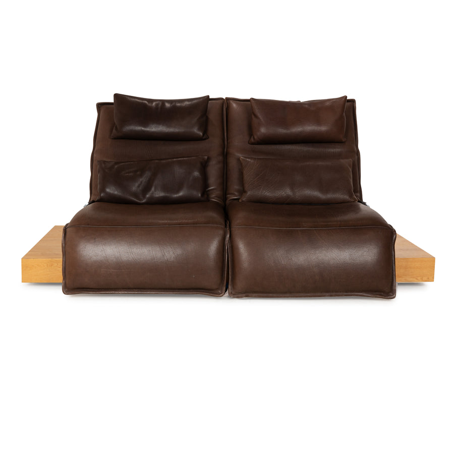 Koinor Free Motion Epos 3 Leather Two Seater Dark Brown Electric Function Sofa Couch