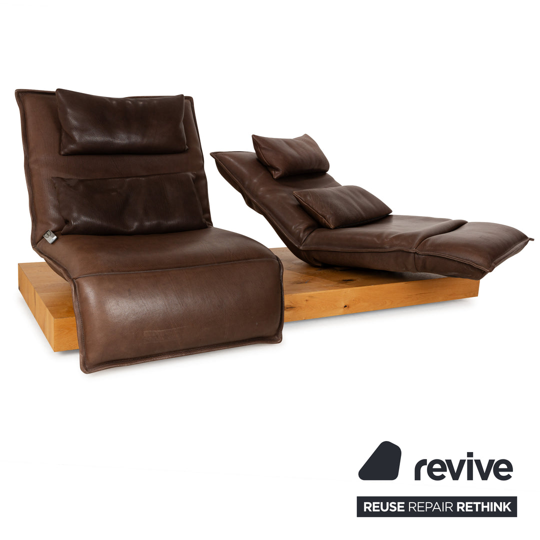 Koinor Free Motion Epos 3 Leather Two Seater Dark Brown Electric Function Sofa Couch