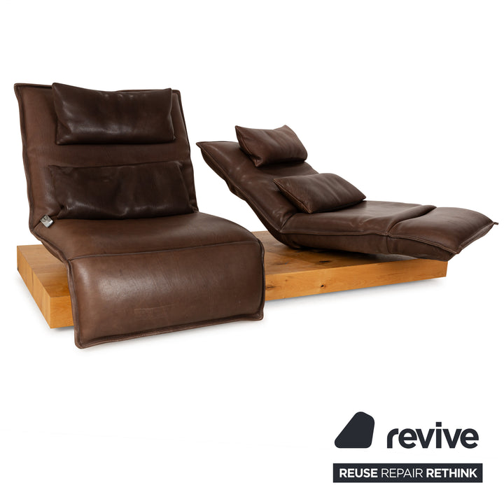Koinor Free Motion Epos 3 Leather Two Seater Dark Brown Electric Function Sofa Couch