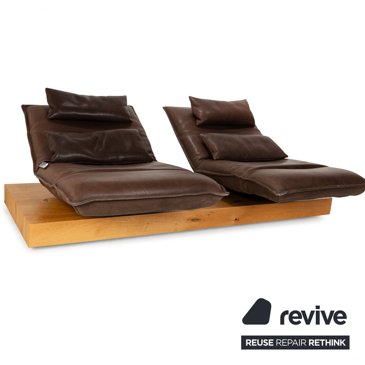 Koinor Free Motion Epos 3 Leather Two Seater Dark Brown Electric Function Sofa Couch