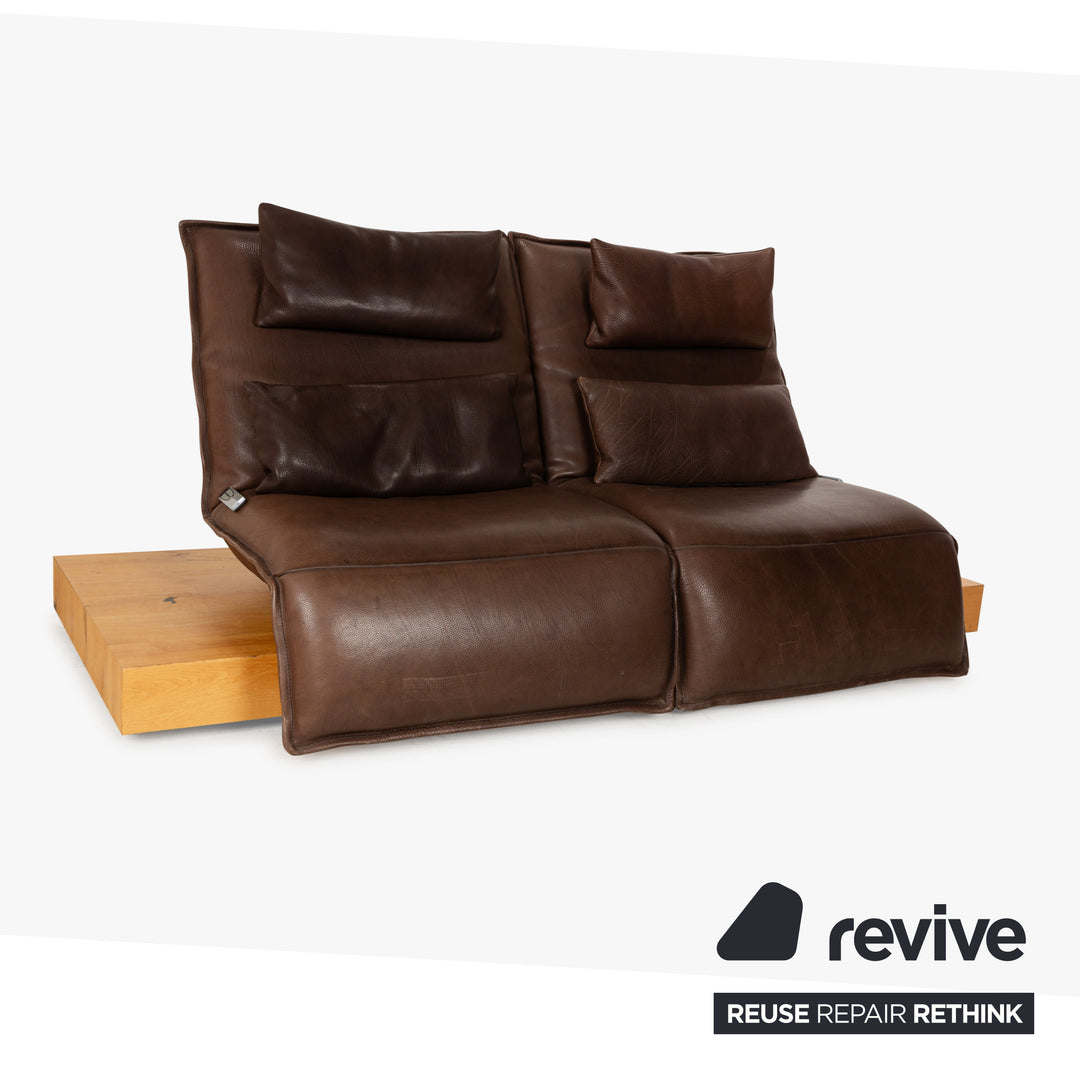 Koinor Free Motion Epos 3 Leather Two Seater Dark Brown Electric Function Sofa Couch