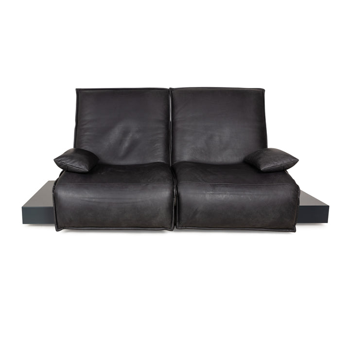 Koinor Free Motion Epos 3 Leather Two Seater Dark Grey Sofa Couch