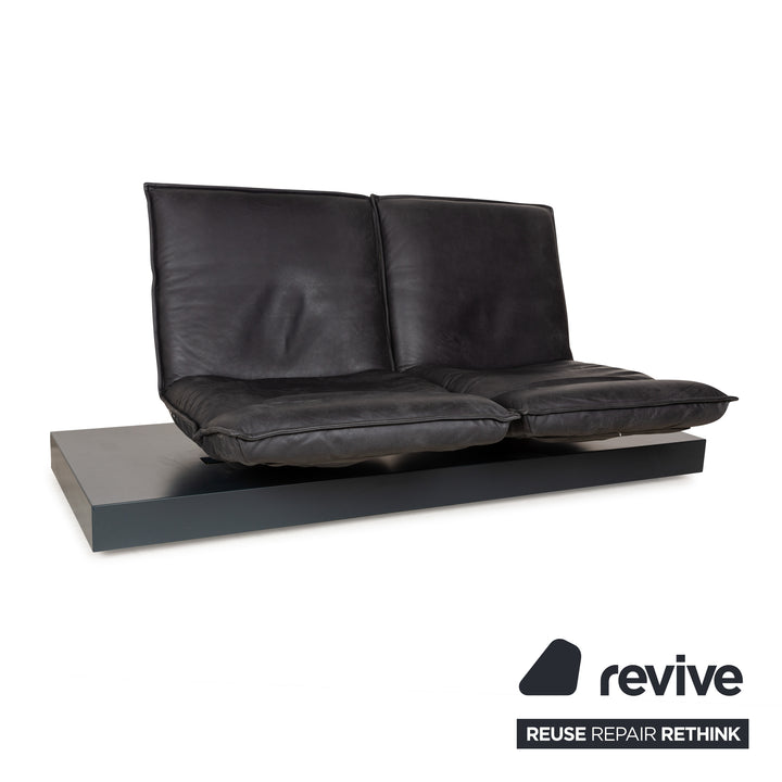 Koinor Free Motion Epos 3 Leather Two Seater Dark Grey Sofa Couch