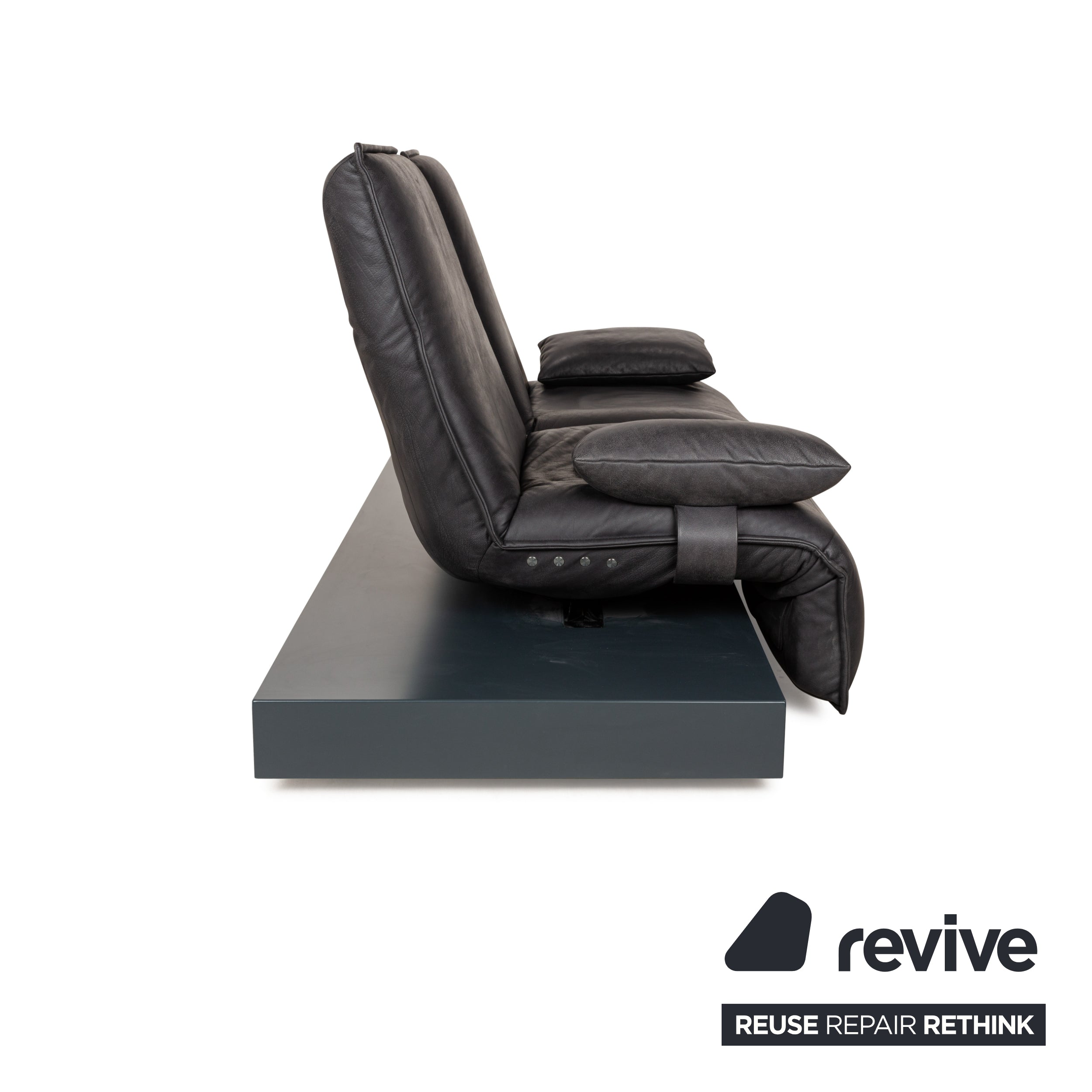 Koinor Free Motion Epos 3 Canapé 2 Places en Cuir Gris Foncé