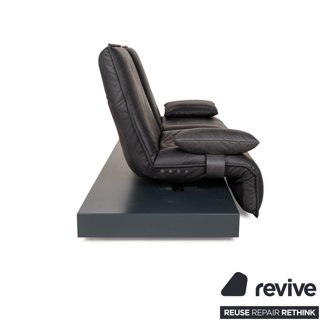 Koinor Free Motion Epos 3 Leather Two Seater Dark Grey Sofa Couch