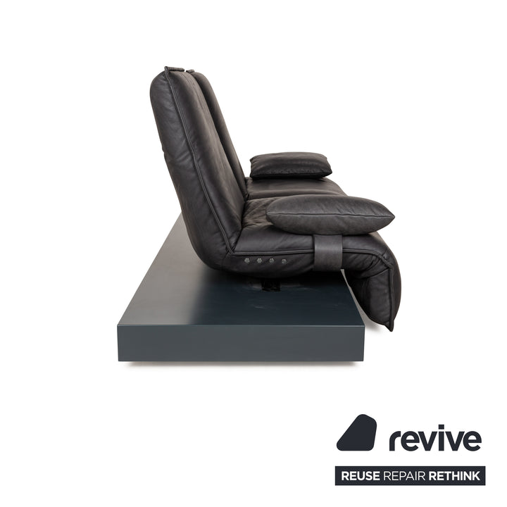 Koinor Free Motion Epos 3 Leather Two Seater Dark Grey Sofa Couch