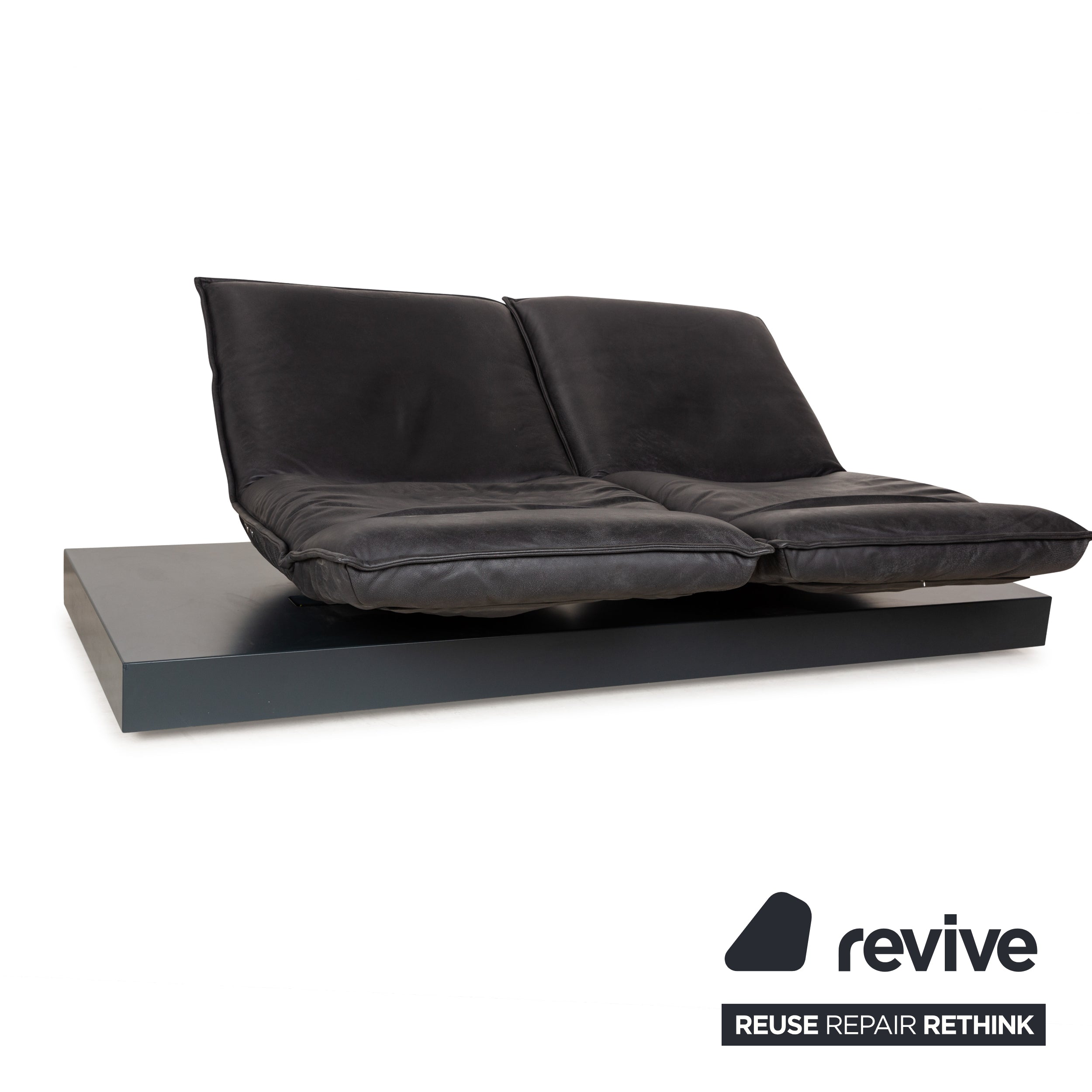 Koinor Free Motion Epos 3 Canapé 2 Places en Cuir Gris Foncé
